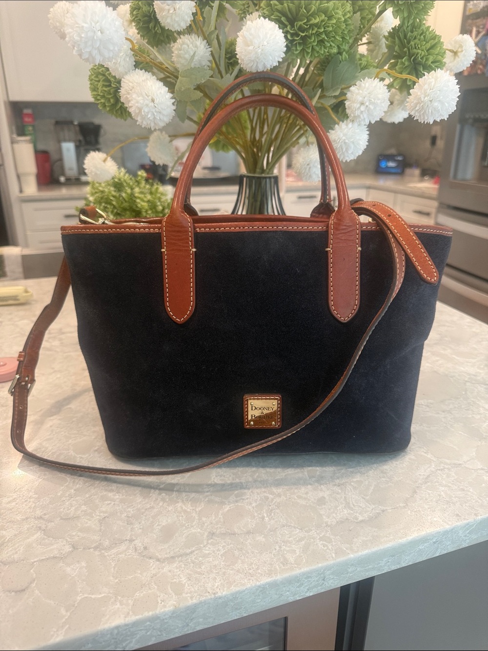 Dooney and Bourke navy suede satchel